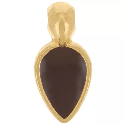 18x8mm petal charm in epoxy resin - Fine Gold plated - Dark Brown x1