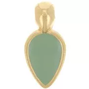 18x8mm petal charm in epoxy resin - Fine Gold plated - Mint x1