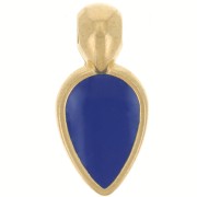 18x8mm petal charm in epoxy resin - Fine Gold plated - Dark Blue x1|raw }}