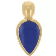 18x8mm petal charm in epoxy resin - Fine Gold plated - Dark Blue x1