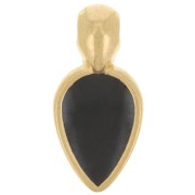 18x8mm petal charm in epoxy resin - Fine Gold plated - Black x1