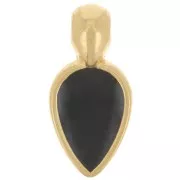 18x8mm petal charm in epoxy resin - Fine Gold plated - Black x1