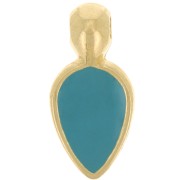 18x8mm petal charm in epoxy resin - Fine Gold plated - Turquoise x1