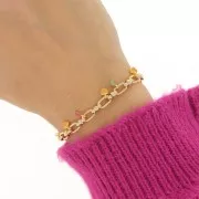 7x3mm Mini moon charm in epoxy resin - Fine Gold plated - Fuchsia x1