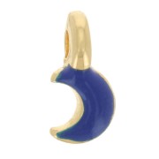 7x3mm Mini moon charm in epoxy resin - Fine Gold plated - Dark Blue x1|raw }}