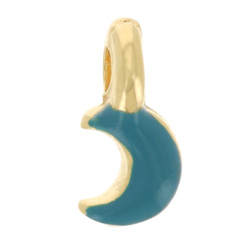 7x3mm Mini moon charm in epoxy resin - Fine Gold plated - Turquoise x1