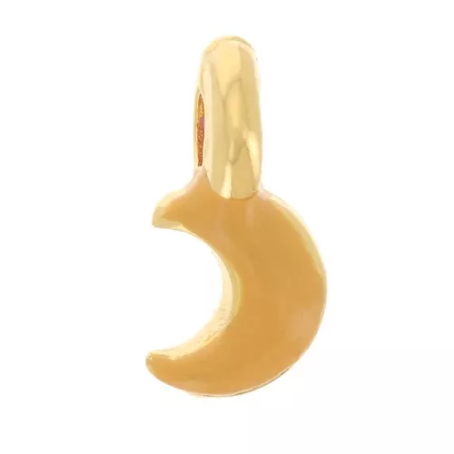 7x3mm Mini moon charm in epoxy resin - Fine Gold plated - Ochre x1