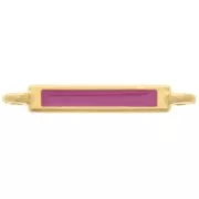 27x4mm Rectangular Spacer with Epoxy Resin - Fine Gold Plated - Fuchsia x1