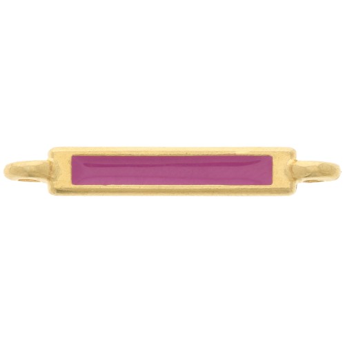 27x4mm Rectangular Spacer with Epoxy Resin - Fine Gold Plated - Fuchsia x1