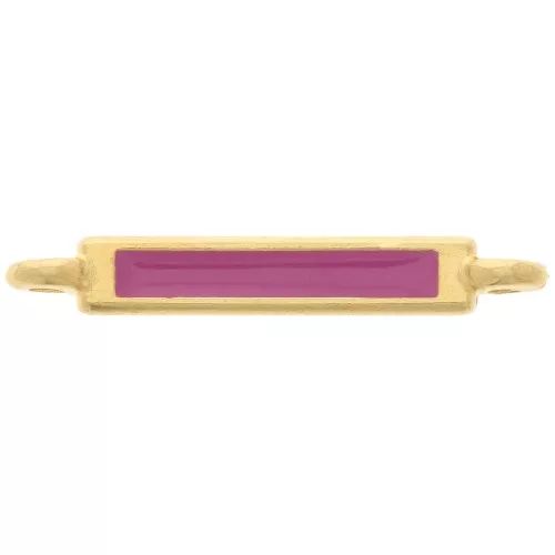 27x4mm Rectangular Spacer with Epoxy Resin - Fine Gold Plated - Fuchsia x1