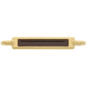 27x4mm Rectangular Spacer with Epoxy Resin - Fine Gold Plated - Dark Brown x1|raw }}