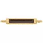 27x4mm Rectangular Spacer with Epoxy Resin - Fine Gold Plated - Dark Brown x1