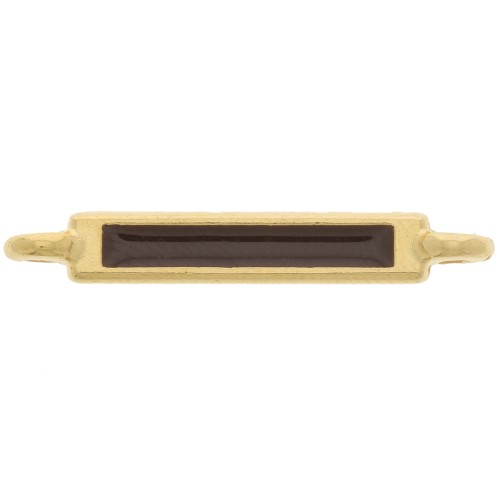 27x4mm Rectangular Spacer with Epoxy Resin - Fine Gold Plated - Dark Brown x1