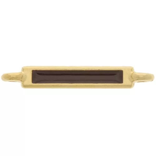 27x4mm Rectangular Spacer with Epoxy Resin - Fine Gold Plated - Dark Brown x1