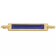27x4mm Rectangular Spacer with Epoxy Resin - Fine Gold Plated - Dark Blue x1