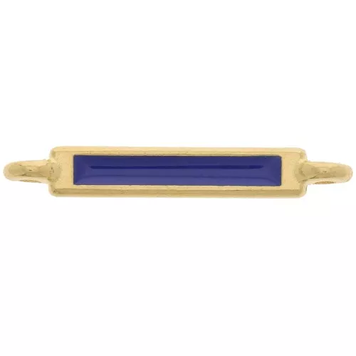 27x4mm Rectangular Spacer with Epoxy Resin - Fine Gold Plated - Dark Blue x1