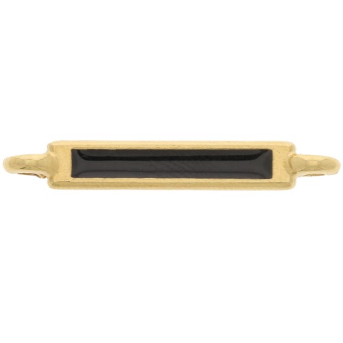 27x4mm Rectangular Spacer with Epoxy Resin - Fine Gold Plated - Black x1