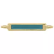 27x4mm Rectangular Spacer with Epoxy Resin - Fine Gold Plated - Turquoise x1