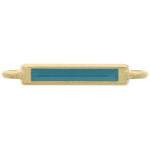 27x4mm Rectangular Spacer with Epoxy Resin - Fine Gold Plated - Turquoise x1