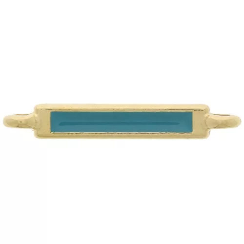 27x4mm Rectangular Spacer with Epoxy Resin - Fine Gold Plated - Turquoise x1