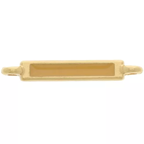 27x4mm Rectangular Spacer with Epoxy Resin - Fine Gold Plated - Ochre x1