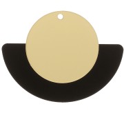 38x49.5mm Plexiglas Fan Pendant - Black - Gold Tone x1|raw }}