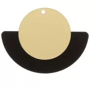 38x49.5mm Plexiglas Fan Pendant - Black - Gold Tone x1