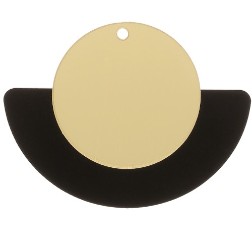 38x49.5mm Plexiglas Fan Pendant - Black - Gold Tone x1