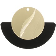 38x49.5mm Plexiglas Fan Pendant - Black - Gold Tone x1