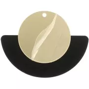 38x49.5mm Plexiglas Fan Pendant - Black - Gold Tone x1