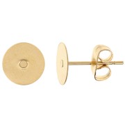 8mm 304 Stainless Steel Disc Ear Studs - Gold Tone x2