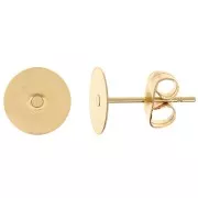 8mm 304 Stainless Steel Disc Ear Studs - Gold Tone x2