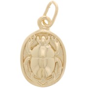 19x12mm Oval pendant - beetle pattern in relief - 3 micron gold-plated x1|raw }}