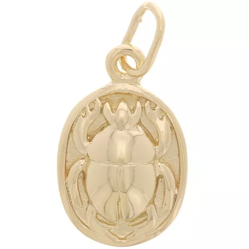 19x12mm Oval pendant - beetle pattern in relief - 3 micron gold-plated x1
