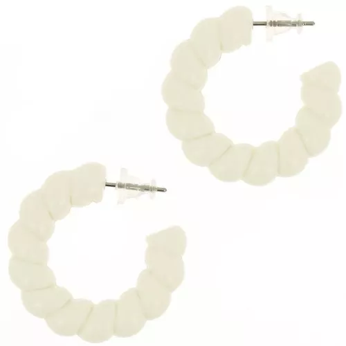 30mm Twisted resin hoop earrings - Ivory x2