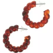30mm Twisted resin hoop earrings - Marbled orange amber x2