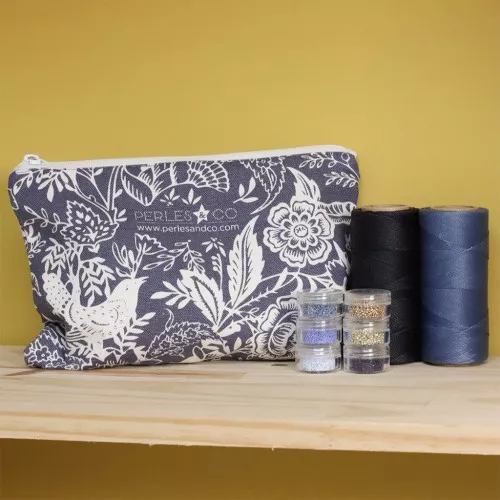 Birds and flowers pouch - by Perles & Co x1