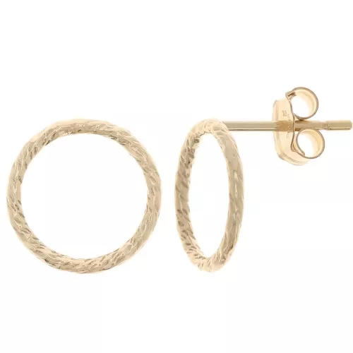 10mm hollow hoop earstuds - Gold filled x2