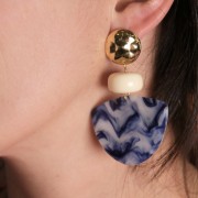 19mm Round hammered effect earstuds - Fine Gold plated x2