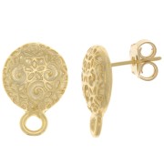 11mm Round worked earstuds - Fine gold plated x2