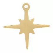 12mm 304 Stainless Steel North Star Charm - Gold Tone x1
