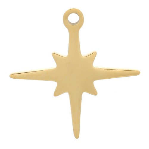 12mm 304 Stainless Steel North Star Charm - Gold Tone x1