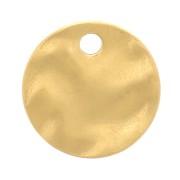 8mm Stainless steel 304 Round hammered charm - Gold Tone x1|raw }}