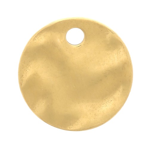 8mm Stainless steel 304 Round hammered charm - Gold Tone x1