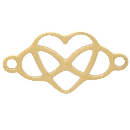 7.5x15mm Stainless steel 304 Infinite heart spacer - Gold Tone x1