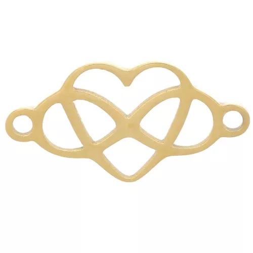 7.5x15mm Stainless steel 304 Infinite heart spacer - Gold Tone x1