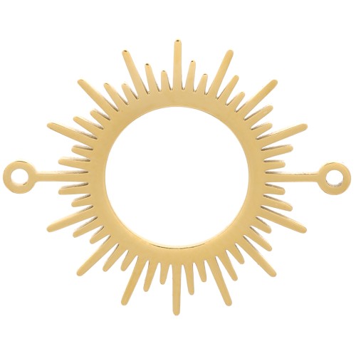 17mm 304 Stainless Steel Sunburst Spacer - gold tone x1