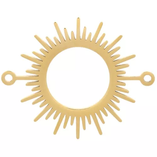 17mm 304 Stainless Steel Sunburst Spacer - gold tone x1