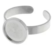Stainless steel 304 Adjustable thin ring for 10mm flat back cabochon x1