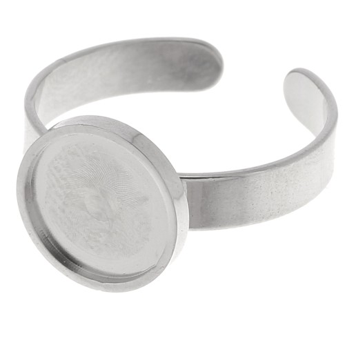 Stainless steel 304 Adjustable thin ring for 10mm flat back cabochon x1
